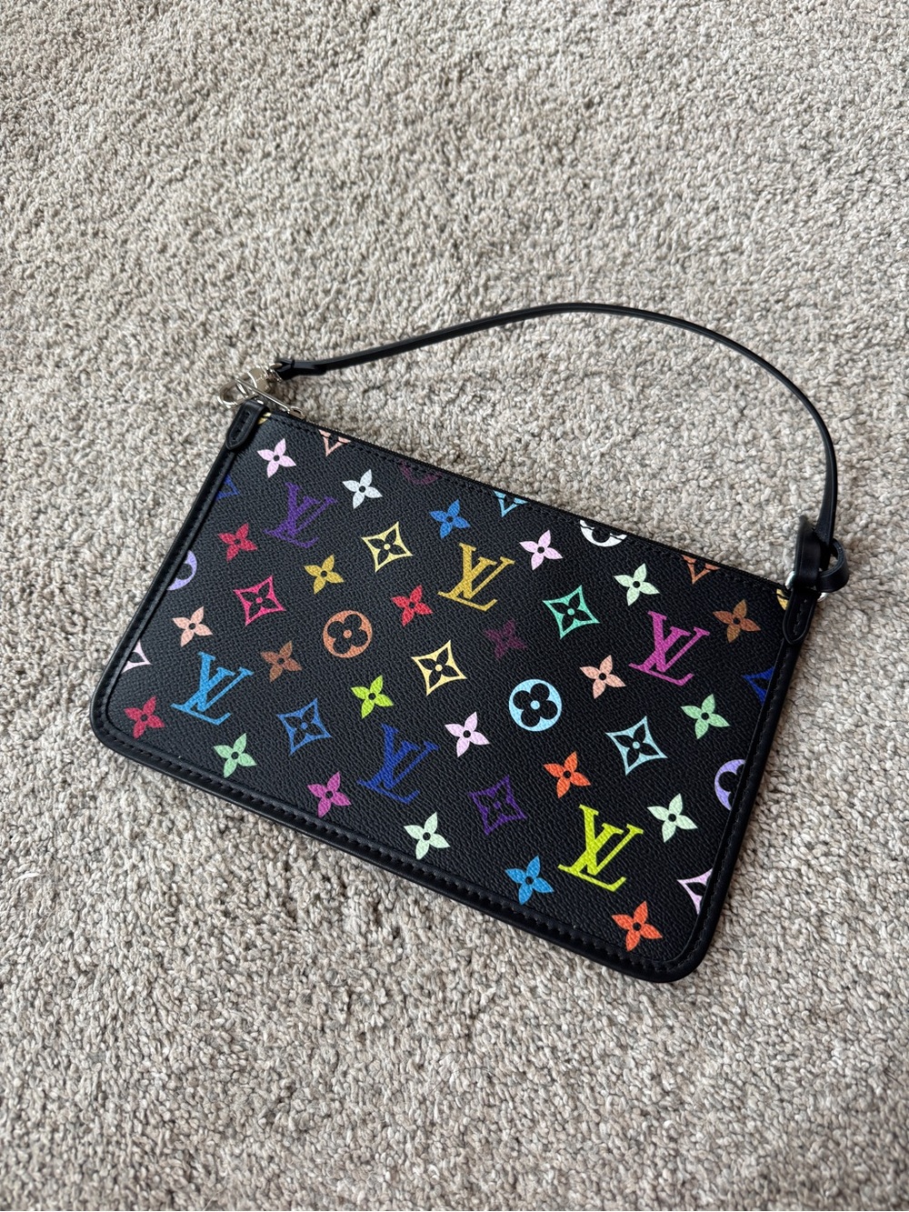 Louis Vuitton Black Multicolor Monogram Wristlet Pochette - Picture 1 of 8